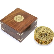 Pazarcan Ahşap Kutulu Pirinç Güneş Saati ve Pusula Modeli