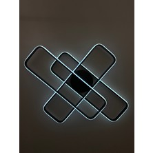 Zeya Lighting Yüksek Aydınlatmalı-Dikdörtgen-Siyah-Şık-Tavan-Plafonyer-Led-Avize-3 Renk-Aydınlatma