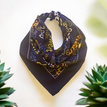 ALS Tasarım Dünyası Lacivert Renk Dream ve Sweet Yazılı %100 Koton Bandana