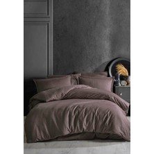 Mulvxurg  URG02  Çizgili Tek Kişilik Saten Nevresim Takımı Koyu Kahve (Mulvix)