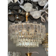 LED Yeni Model 60 cm Kristal Lüx Salon Avize Gold Renk Ithal Kasa