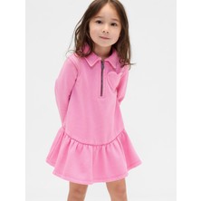 Gap Kız Bebek Mavi Yarım Fermuarlı Pullover Sweatshirt Elbise