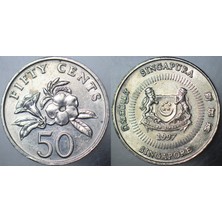 Banknoting Singapur 50 Cent 1997 Ekstra Güvenlikli Kenarlı.