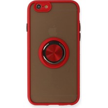 Pazarcan Iphone 6 Kılıf Montreal Yüzüklü Silikon Kapak - Kırmızı