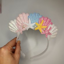 Masal Gurumi Deniz Kabuklu Deniz Kızı Taç Kız Çocuk Taç Toka ( Kız Çocuk Hediyesi )