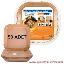 Pazarcan Buffer® 50 Adet Air Fryer Pişirme Kağıdı Tek Kullanımlık Yağ Geçirmez Yapışmaz Kare Tabak Model Pvc