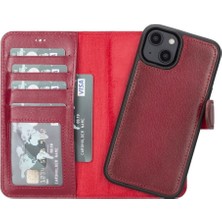 Mulvxurg  URG02  Iphone 14 Uyumlu Deri Cüzdanlı Kılıf Mwwn V4EF Kırmızı (Mulvix)