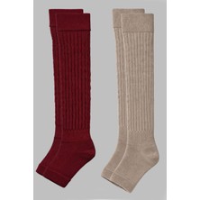 Cotenconcept 2 Çift Burunsuz Tabanlı Lastikli Diz Üstü Basic Pamuk İçerikli Tozluk