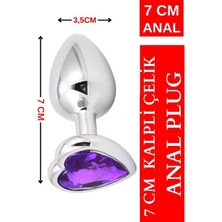 Aşkın Deposu Aşkındeposu  Paslanmaz Çelik Pembe Kalpli Mücevher Taşlı Pürüzsüz Silver Metal Anal Butt Plug 50 Mljelhediyeli