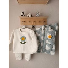 Babudi Bebek 3’lü Takım – Nakış Detaylı Sweatshirt, Eşofman Altı ve Peluş Yelek