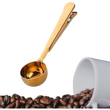 Yta Grup® Mandallı Kahve Ölçü Kaşığı Gold Çok Fonksiyonlu Paslanmaz Çelik Kaşık
