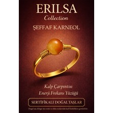Erilsa Sertifikalı Kalp Enerji Denge Yüzüğü – Şeffaf Karneol Ayarlanabilir Gold Ince Kasa Koç Aslan Burcu