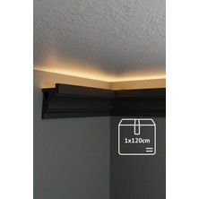 Evime Decor Siyah Ledli Kartonpiyer, Bir Boy 120CM Polimer Dayanıklı Tavan Duvar Aydınlatma, Modern Ev Oda Dekorasyonu