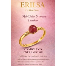 Erilsa Sertifikalı Ruh Beden Denge Yüzüğü – Kırmızı Akik Taşı Ayarlanabilir Gold Aslan Koç Burcu
