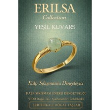 Erilsa Sertifikalı Kalp Enerji Denge Yüzüğü – Yeşil Kuvars Taşı Ayarlamalı Gold Terazi Boğa Yengeç Burcu