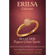 Erilsa Sertifikalı Kadın Duygusal Denge Enerji Yüzüğü - Pembe Akik Ayarlanabilir Gold Terazi Boğa Burcu