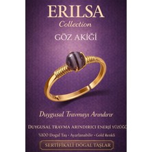 Erilsa Sertifikalı Duygusal Travma Arındırıcı Yüzük – Göz Akik Taşı Ayarlamalı Yengeç Balık Akrep Burcu
