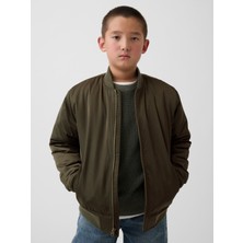 Gap Erkek Çocuk Haki Saten Bomber Ceket