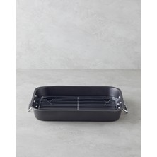 English Home Patisserie Roasty Karbon Çelik Izgaralı Fırın Kabı 37x29 cm Koyu Gri