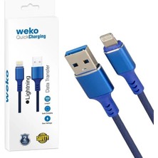 Pazarcan Weko WK-22025 USB To Lightning Örgülü Siyah Telefon Şarj Kablosu
