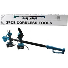 Marsilyan Bn-5 Cordless Tools LTJ-6A Zz-01 2 Pcs Set 6&amp;quot; Budama Dal Kesme Testere=şarjlı--Yağsız - Zincirli + Şarjlı Bağ Makası Teleskopik Uzayan Metal SAP=120--195CM (4887)