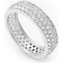 Gumush Gümüş 3 Sıra Beyaz Tamtur Bayan Alyans Yüzük