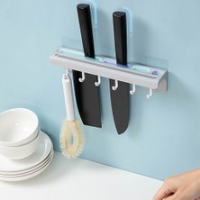 Marsilyan Duvara Monte Yapışkanlı Bıçak Tutucu 6 Kancalı Kepçe Askısı