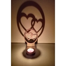 Marsilyan Kalp Figür Kahverengi Ahşap Mdf Kesim Gölge Mumluk Projeksiyon Biblo – Mum Hediyeli Ikall2