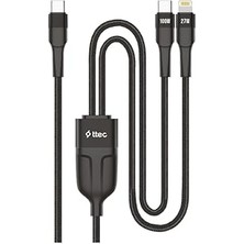 SanalAMCA Store Alumicable Duo Usb-C – Usb-C + Lightning 100W 150CM Hızlı Şarj Kablosu