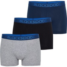 Blackspade Erkek Boxer 3'lü Paket Modern Basics 9472 - Gri Lacivert Siyah (Lacivert Bel Lastiği)