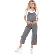 Luvmabelly Füme Hamile Salopet MYRA6106 Pamuklu Kolsuz Günlük Kullanım İçin Rahat Kesim