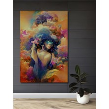 Teona Ahşap Gızemlı Kadın Portresi Sulu Boya Görünümlü Modern Sanat Ahşap Dekoratif Ev,antre,salon,ofis Tablo