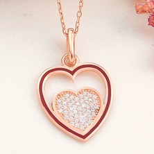 Gumush Gümüş Rose Kalp Kadın Kolye