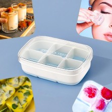 Marsilyan 6 Bölmeli Silikon Tabanlı Kapaklı Buz Kalıbı Yapışmaz