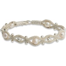 Gumush Gümüş Inci Kazaziye Örgü Bileklik