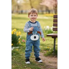 FullaModa %100 Pamuk Köpek Nakışlı Salopet Takım