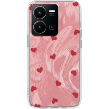 Vivo Y35 Uyumlu Kılıf Zebana Pink Heart Silikon Kılıf Kırmızı