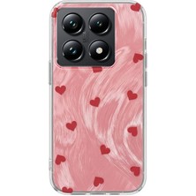 Xiaomi Mi 14T Pro Uyumlu Kılıf Zebana Pink Heart Silikon Kılıf Kırmızı