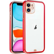 Marsilyan iPhone 11 6.1inç Gold Çerçeve Kamera Korumalı Silikon Bumper KILIF-(5775)