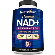 Nutrivein Premium Nad + Resveratrol 600 Mg Aging Cognition Metabolism Overall Well-Being 60 Caps