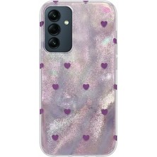 Samsung Galaxy A15 5g Uyumlu Kılıf Zebana Pink Heart Silikon Kılıf Lila