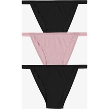 Koza İç Giyim Kadın Fitilli Pamuklu Lastikli 3'lü Külot