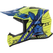 Sway Bunny Full Face Tam Korumalı Kask (53-54CM) Sarı - Mavi