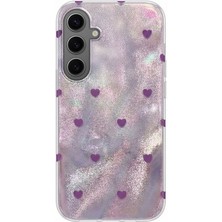 Samsung Galaxy S24 Plus Uyumlu Kılıf Zebana Pink Heart Silikon Kılıf Lila