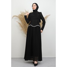 Afife Taşlı Abiye Siyah