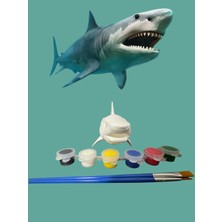 Megalodon Köpek Balığı 20 cm Uzunluğunda 3D Figür Boyama Seti (Beyaz Renk)