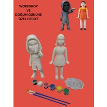 Squid Game Ikonik Oyuncak Bebeği ve Frontman Yönetici 3D Figür Boyama Seti-15 cm (2 Figür Birarada)