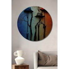 Teona Ahşap Büyülü Şapka Ağacı Yağlı Boya Görünümlü Dekoratif Ahşap Tablo Yuvarlak Duvar Tablosu