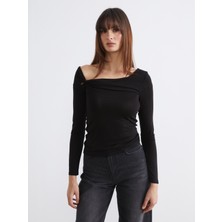 Soulife Kayık Yaka Büzgülü Bluz