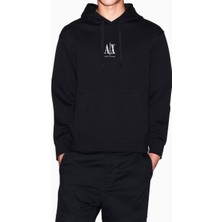 Armani Exchange Erkek Rahat Kalıp Kapüşonlu Kanguru Cepli Sweatshirt - Siyah